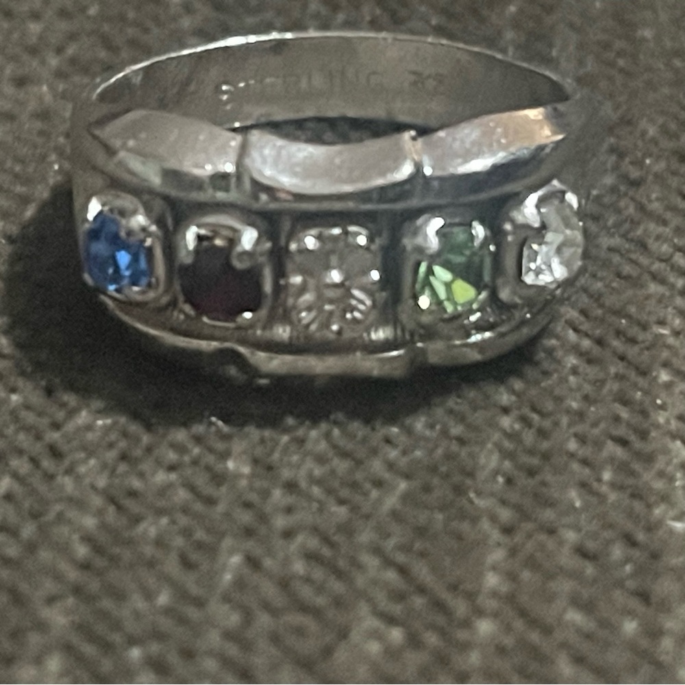 Vintage Sterling MULTI-STONE RING real solid Silver Fine Jewelry Statement Piece